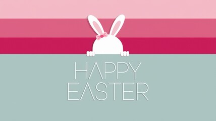 Happy Easter with Bunny Ears and Gradient Background