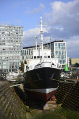 Boats in the harbour of liverpool city