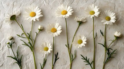 Obraz premium Daisies on green paper with yellow centers