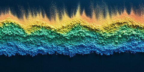 Abstract Colorful Powder Texture Background, Vibrant Gradient Hues, Blue Green Yellow Orange Pigment