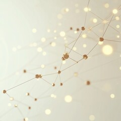 Obraz premium Abstract network of connected spheres and lines with glowing elements in soft background. Generative AI