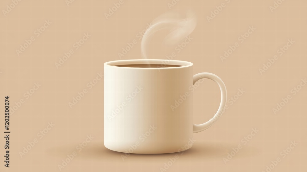 Poster warm cup of coffee sits on a neutral backdrop with steam curling upwards in a cozy setting. generati