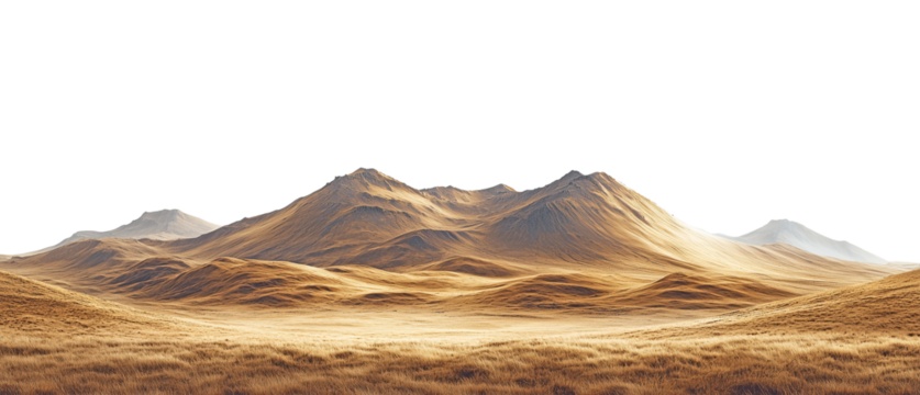 Treeless brown mountain range with smooth slopes on a transparent background, ideal for nature and landscape visuals