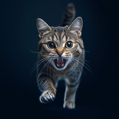 Obraz premium Photo of a cat on a dark blue background