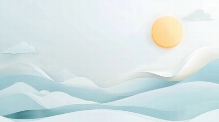 Nature inspired planner layout featuring mountains, clouds, and sun elements for organized daily activities. Generative AI