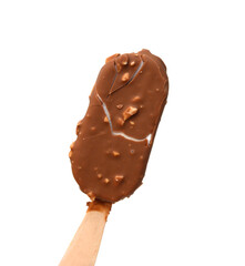 Ice cream covered with chocolate