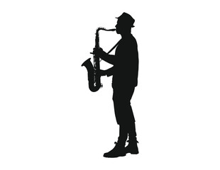 Man playing saxophone silhouette