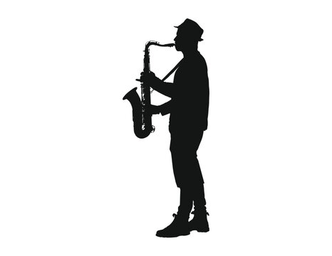 Man playing saxophone silhouette