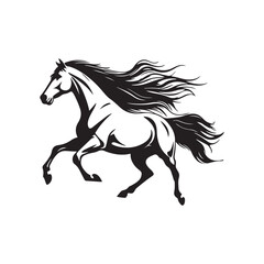 Elegant horse logo silhouette vector line art logo design