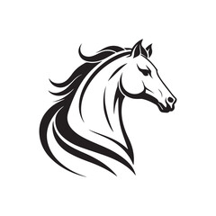 Elegant horse logo silhouette vector line art logo design