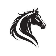 Elegant horse logo silhouette vector line art logo design