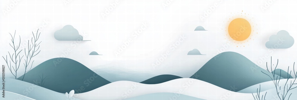 Poster simple planner layout featuring abstract nature inspired elements in a serene mountain setting with 