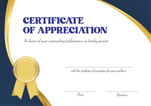 Certificate of achievement paper template with gradient blue border