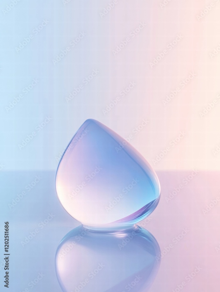 Aufkleber artistic glass droplet reflecting soft pastel colors on a smooth surface. generative ai