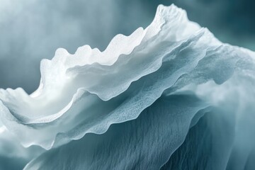 Naklejka premium Close-up of delicate, layered flower petals in soft, muted teal tones.
