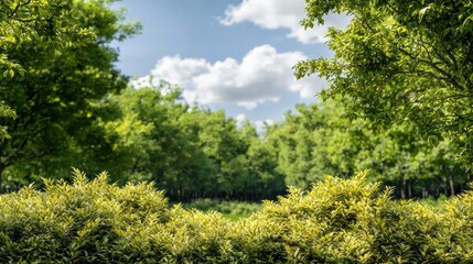 Fototapeta premium Summer Landscape: Lush Green Forest Under a Sunny Sky