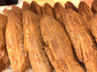 Delicious freshly baked cookies arranged on a tray