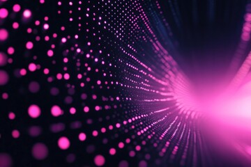 Naklejka premium Abstract pink and purple glowing particle tunnel.
