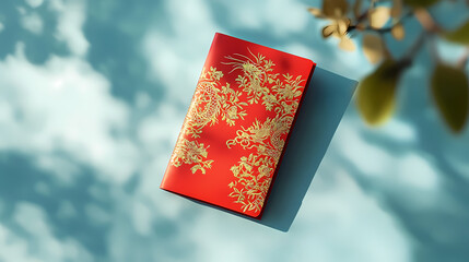 Red envelopes with gold engraved dragon in Chinese style