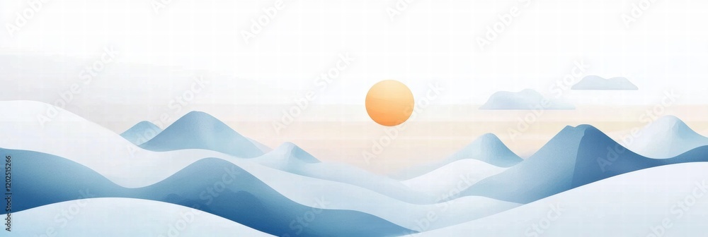 Poster unique planner layout featuring nature elements with sun, clouds, and mountains for inspiration and 
