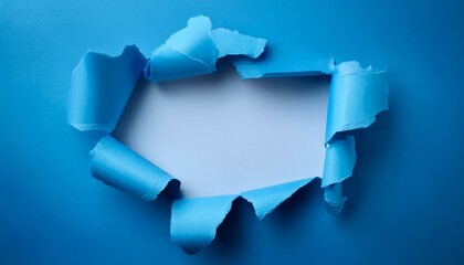 Blue torn sheet of paper with whole space for text