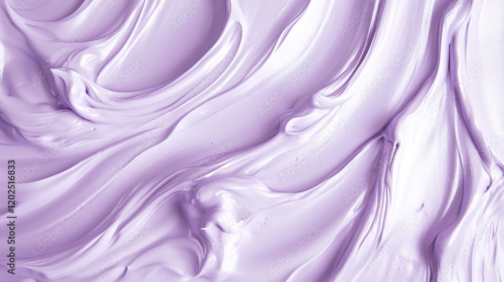 Poster a swirling pattern of glossy light purple substance creating a wavy texture