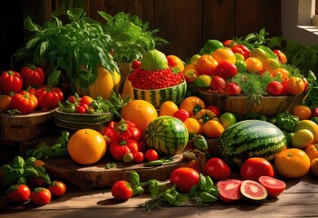 vibrant patterns lush ingredients showcase colorful arrangement bounty eye catching displays, aesthetics, beauty, botanical, composition, craft, eco