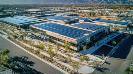 High-Angle View Solar Installation