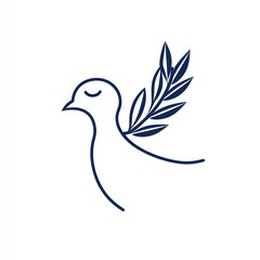 Obraz premium Dove, olive branch, peace symbol, white background, spiritual design, for websites