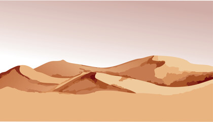Desert watercolor illustration with sand, simple modern background, vector wallpaper.