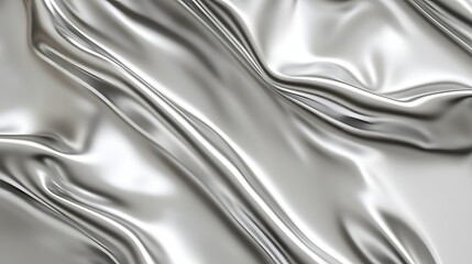 Silver Draped Fabric Shows Smooth Elegant Waves