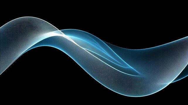 Flowing blue wave design creating a sense of motion and energy against a dark background suitable for digital art or technology themes