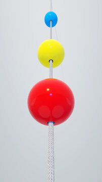 Brock string for eye vision therapy exercise. 3D rendeing
