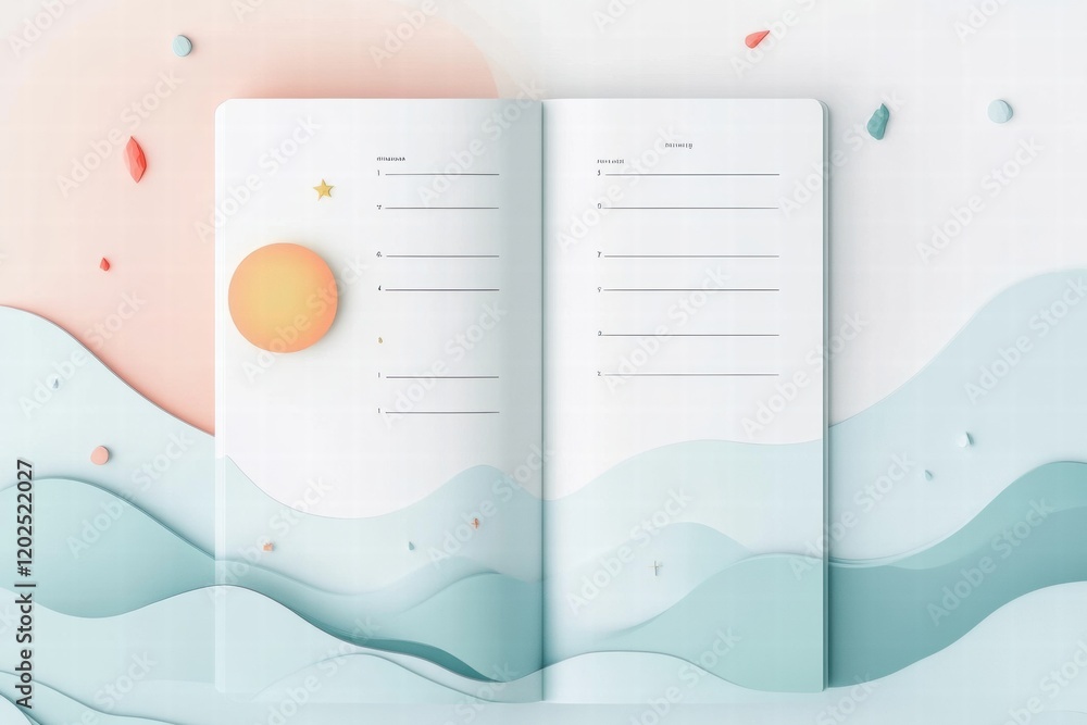 Leinwandbilder Nature inspired planner layout with abstract elements for organization and creativity. Generative AI