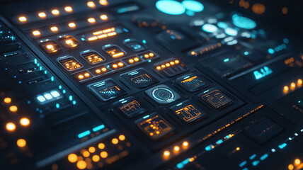 Obraz premium Glowing Circuits on a Black Background