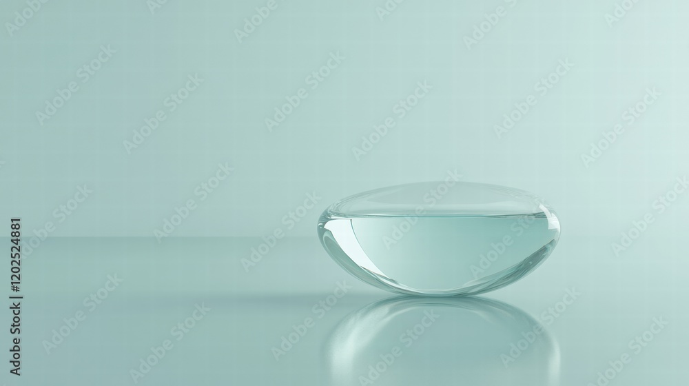 Leinwandbilder clear glass bowl with water placed on a smooth surface under soft natural light in a minimalistic se