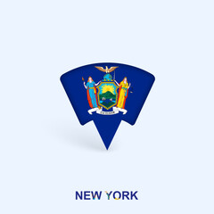 New York Flag Map Pointer Design with Shadow.