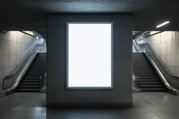 Obraz premium Light box display with white blank space for advertisement. Subway mock-up design. Horizontal 