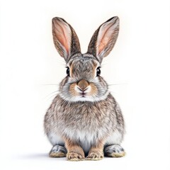 Cute young rabbit against white background
