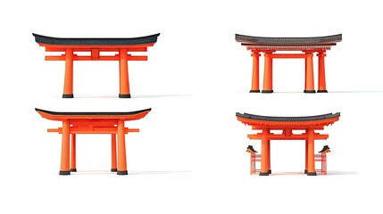 Japanese Temples on Transparent Background Generative AI