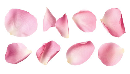 pink rose petals isolated on transparent background cutout