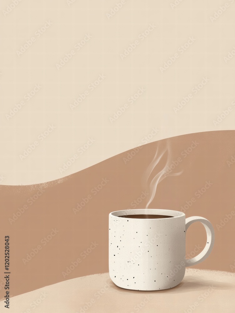Aufkleber Warm cup of coffee resting on a soft, minimalist background with gentle steam rising. Generative AI
