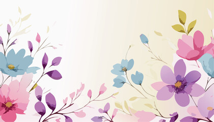 Obraz premium Abstract vector art floral background vector, wallpaper with watercolor, leaf framed, flower, vivid foliage, aquarelle frame.