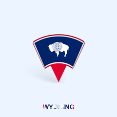 Wyoming Flag Map Pointer Design with Shadow.
