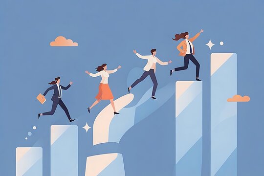 Growth assistance, support or help to success, growing business, career path or leadership helping employee achievement, manager support concept, businessman hand help people climb growth graph.