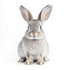 Fototapeta premium Lifelike young rabbit against white background