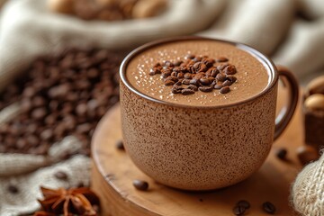 Fototapeta premium Warm and Cozy Coffee Mug with Chocolate and Spices