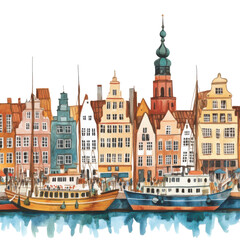 Fototapeta premium Poland Landmark Travel Clipart Vector Illustration