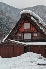 Snow-Covered Gassho-Style Houses in Winter at Gokayama and Shirakawa-go