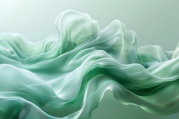 Obraz premium Elegant flowing mint green silk fabric creating soft waves and gentle folds, perfect for luxury fashion, wedding design, or abstract background compositions.